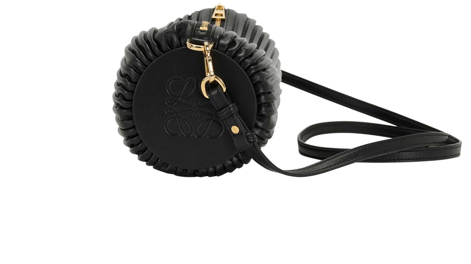 Bracelet Pleated Shoulder Bag, &pound;650, Handbags, Black, Leather, Bottom view